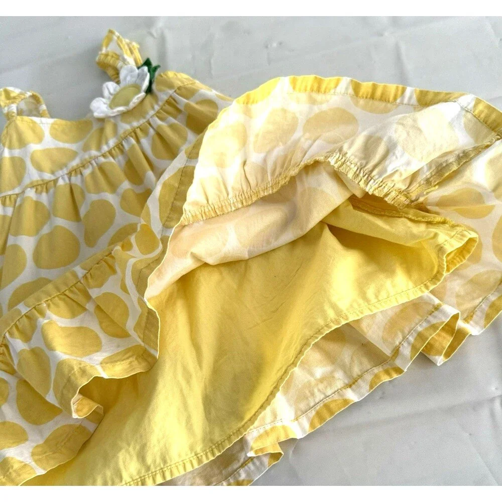 Gymboree Toddler Baby Girls Dress Pop of Daisies 18-24M Polka Dot Yellow Summer